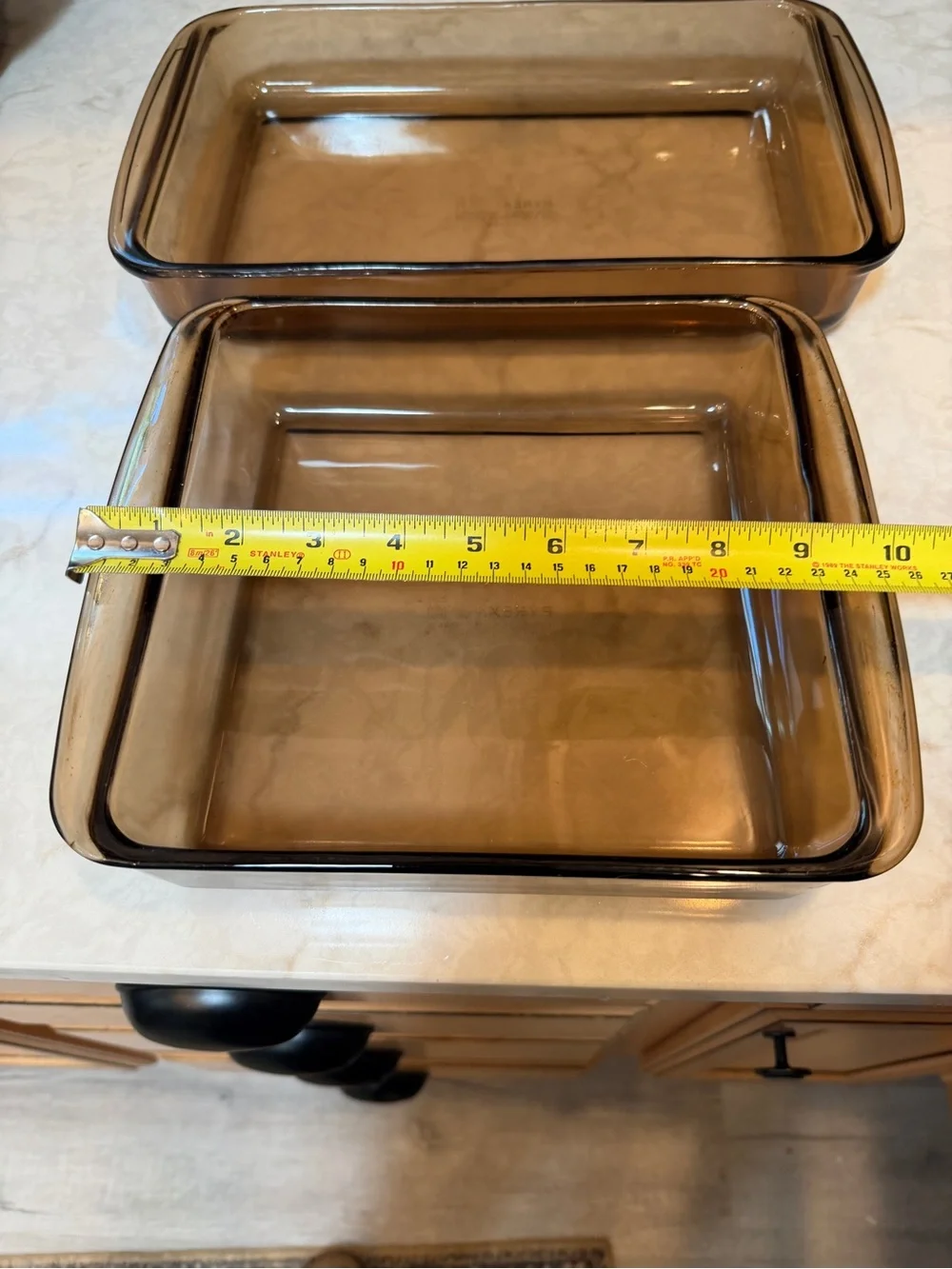 VINTAGE Corning-Pyrex Amber Glass Baking Dishes- Set of Two-EUC